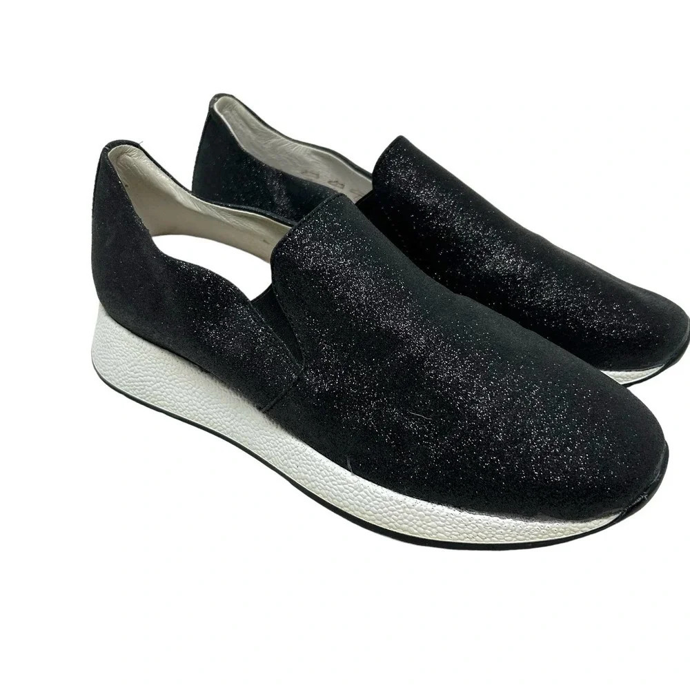 Frau Slip-on Trainer Sneakers Platform Glitter Sparkle Black Size 36 US 5